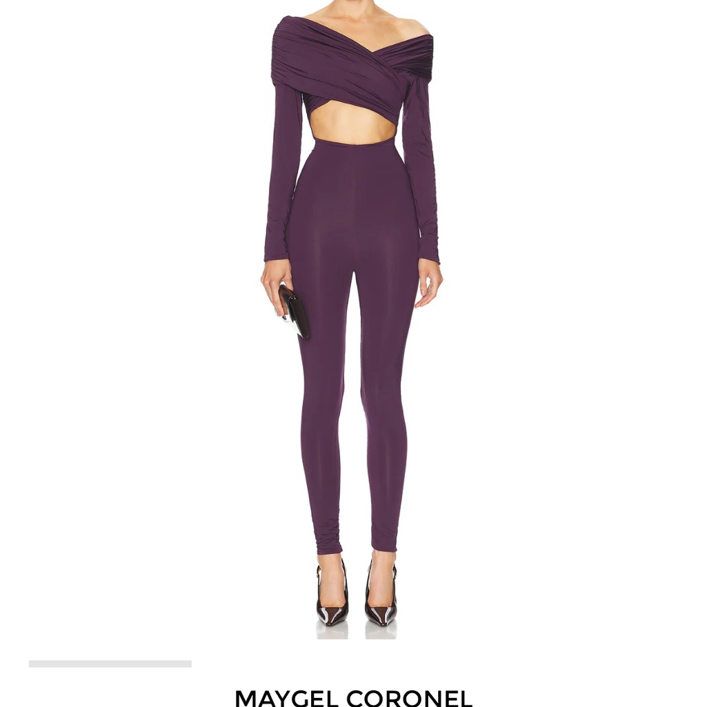 Purple Off-Shoulder Jumpsuit With Cutout Detail